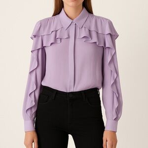 Zara Lavender Ruffle Blouse